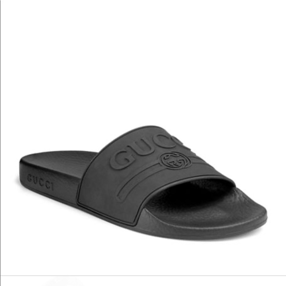 gucci rubber slides black